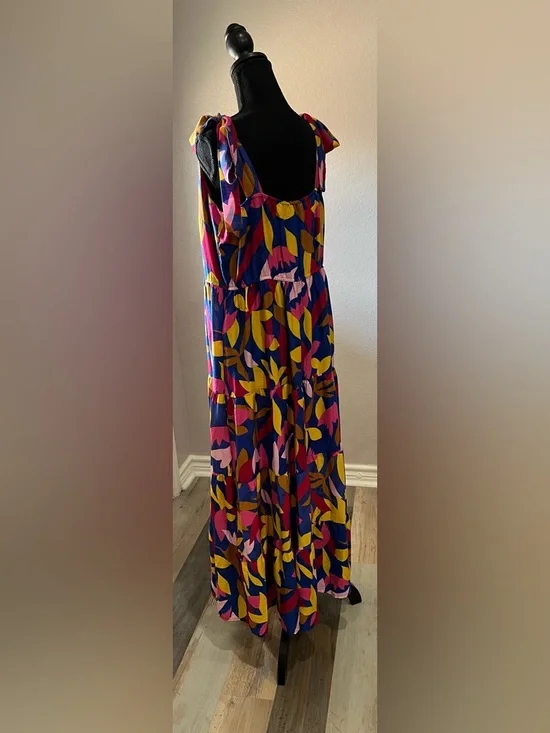 Pretty Garden Women’s Vibrant Tie-Shoulder Maxi Dress in Multicolor Sz L Summer - Picture 4 of 9